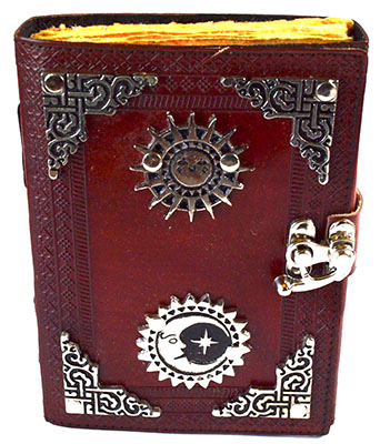 (image for) Sun & Moon aged looking paper leather w/ latch 4 1/2" x 6 1/2" - Unlined