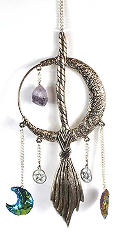 12"x 3 1/2" Moon & Broom wall hanging (image for) 12"x 3 1/2" Moon & Broom wall hanging