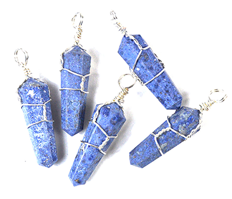 (image for) (set of 5) Dumortierite wire wrapped point